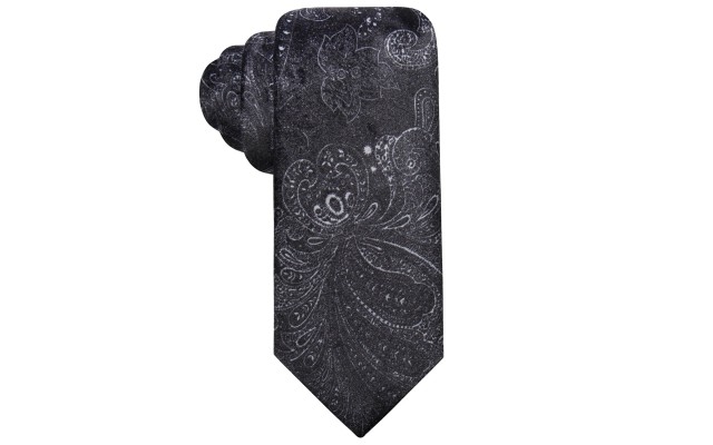  Distinction Men’s Lance Slim Paisley-Print Tie, Black