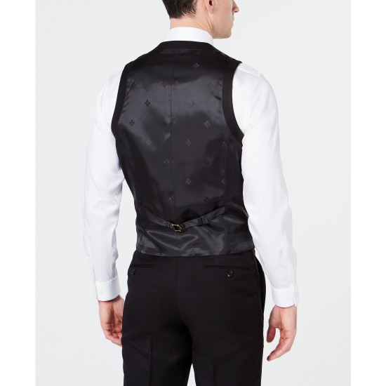  Distinction Men’s Slim-Fit Stretch Tuxedo Suit Vest, Black, S