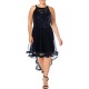  Trendy Plus Size Embellished High-Low Dress (Navy, 22)