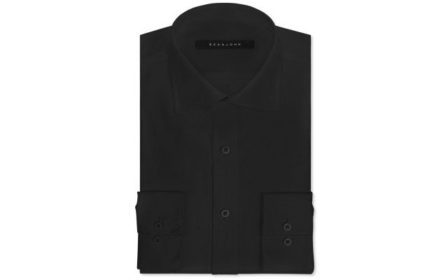  Men’s Classic/Regular Fit Big and Tall Solid Classic-Fit Dress Shirt (Black)