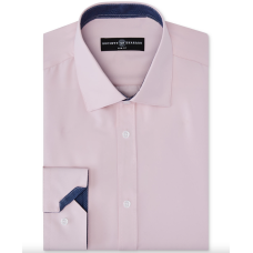 Society of Threads Men’s Slim-Fit Non-Iron Stretch Solid Dress Shirt (Pink, Large)