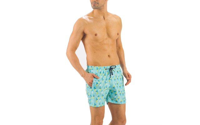 Solid Colored & Printed Quick Dry Summer Swim Trunks for Men, Swimwear, Bathing Suits, Swim Shorts with Various Colors & Designs, Aqua Birds, XX-Large