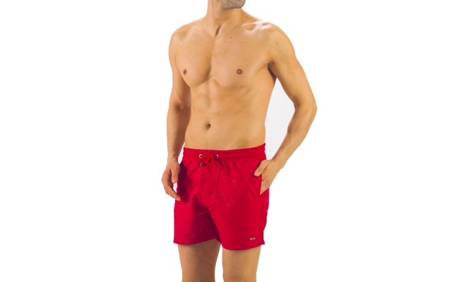 Solid Colored & Printed Quick Dry Summer Swim Trunks for Men, Swimwear, Bathing Suits, Swim Shorts with Various Colors & Designs, Red, Small