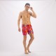 Solid Colored & Printed Quick Dry Summer Swim Trunks for Men, Swimwear, Bathing Suits, Swim Shorts with Various Colors & Designs, Abstract Red, Large