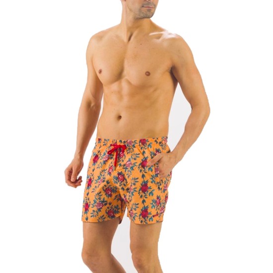 Solid Colored & Printed Quick Dry Summer Swim Trunks for Men, Swimwear, Bathing Suits, Swim Shorts with Various Colors & Designs, Flowers, Medium