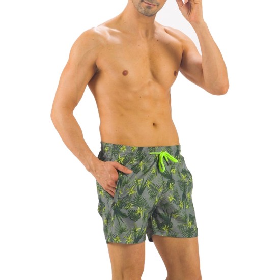 Solid Colored & Printed Quick Dry Summer Swim Trunks for Men, Swimwear, Bathing Suits, Swim Shorts with Various Colors & Designs, Leaves Green, X-Large