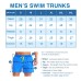 Solid Colored & Printed Quick Dry Summer Swim Trunks for Men, Swimwear, Bathing Suits, Swim Shorts with Various Colors & Designs, Blue, Small