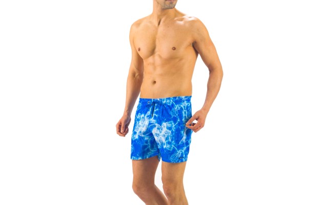 Solid Colored & Printed Quick Dry Summer Swim Trunks for Men, Swimwear, Bathing Suits, Swim Shorts with Various Colors & Designs, Tie-dye-blue, Small