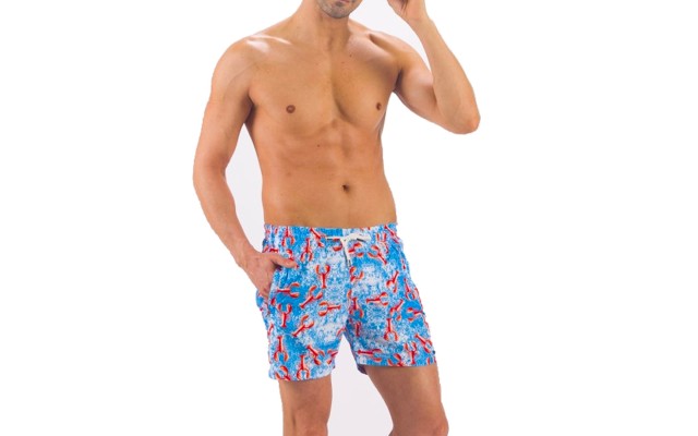 Solid Colored & Printed Quick Dry Summer Swim Trunks for Men, Swimwear, Bathing Suits, Swim Shorts with Various Colors & Designs, Crabs Blue, XX-Large