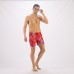 Solid Colored & Printed Quick Dry Summer Swim Trunks for Men, Swimwear, Bathing Suits, Swim Shorts with Various Colors & Designs, Abstract Red, Small