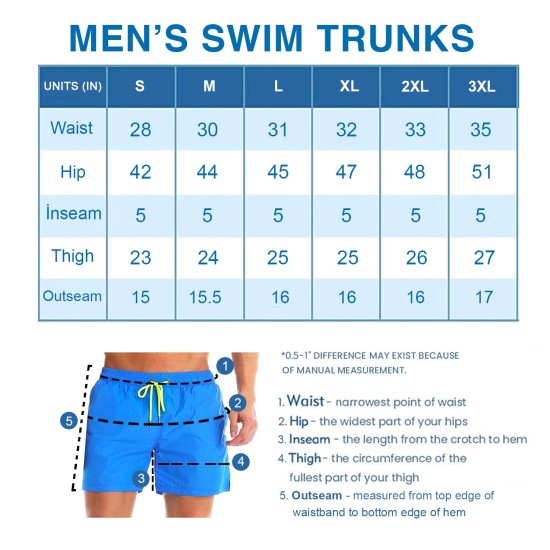 Solid Colored & Printed Quick Dry Summer Swim Trunks for Men, Swimwear, Bathing Suits, Swim Shorts with Various Colors & Designs, Starfish-blue, Large