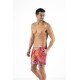 Solid Colored & Printed Quick Dry Summer Swim Trunks for Men, Swimwear, Bathing Suits, Swim Shorts with Various Colors & Designs, Abstract Red, Small