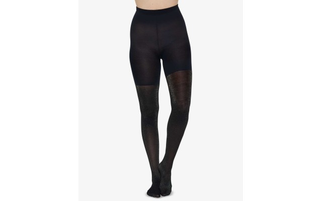  Metallic Shimmer Mid-Thigh Shaping Tights, Gold Shimmer, C