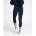  Women’s Cropped Printed Seamless Leggings (Navy, Medium)