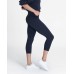  Women’s Cropped Printed Seamless Leggings (Navy, Medium)