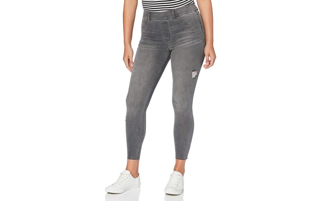  Women’s Distressed Denim Skinny Pants, Gray, Small
