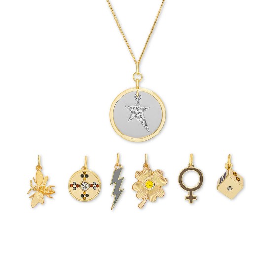  Gold-Tone 8-Pc. Gift Set Pavé Charm Interchangeable Pendant Necklace