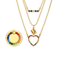 Steve Madden Gold-Tone Multicolor Pave Layered Pendant Necklace & Phone Ring Set