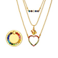 Steve Madden Gold-Tone Multicolor Pave Layered Pendant Necklace & Phone Ring Set