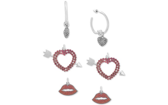 Interchangeable Crystal Charm Medium Hoop Earrings
