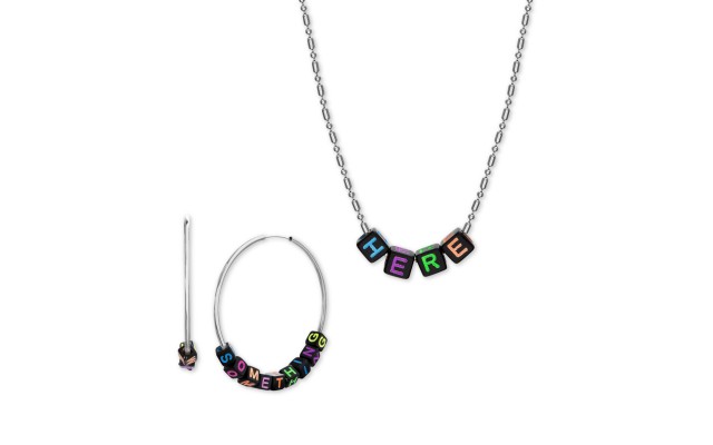  Interchangeable Lettering Bead Hoop & Necklace Set, 16″ + 3″ extender