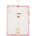  Pavé Heart “Love” Layered Pendant Necklace, 15″ + 3″ Extender, Gold