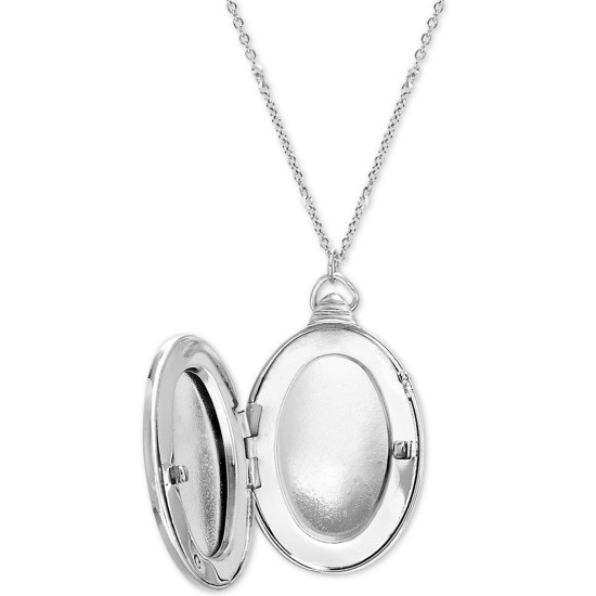  Silver-Tone Oval Locket Pendant Necklace & Photo Frame Gift Set, 25″ + 3″ Extender