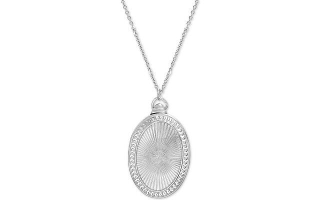  Silver-Tone Oval Locket Pendant Necklace & Photo Frame Gift Set, 25″ + 3″ Extender