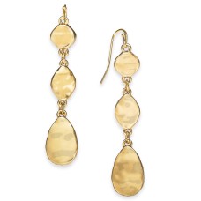 Style & Co. 2-1/2″Gold Tone Hammered Metal Dangle Drop Earrings
