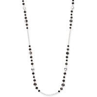 Style & Co Beaded Strand Necklace, 72″ + 3″ extender, Silver/Black