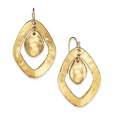 Style & Co. Double-Diamond Hammered Drop Earrings (Gold)