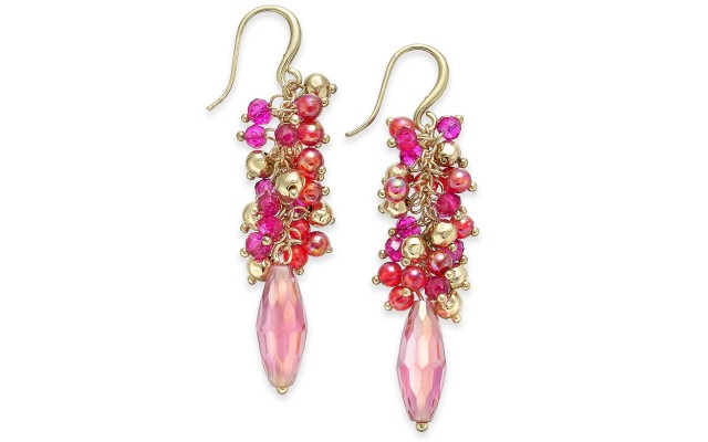  Gold-Tone Beaded Linear Drop Earrings