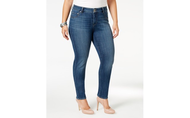 Style & Co Plus & Petite Plus Size Tummy-Control Slim-Leg Jeans, Blue, 16W