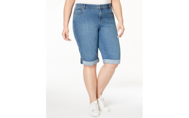 Style & Co Plus Size Bermuda Shorts, Blue, 14W