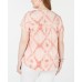 Style & Co Plus Size Cotton Printed V-Neck Short Sleeve T-Shirt  (Pink , Size :3X)
