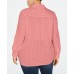 Style & Co Plus Size Cotton Textured Tie-Front Button-Up Shirt, Bright Red, 1X
