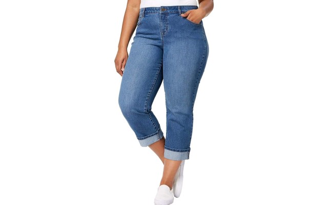 Style & Co Plus Size Curvy Cuffed Capri Jeans (Camino Wash, 16W)