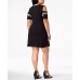Style & Co Plus Size Embroidered Cold-Shoulder A-Line Dress – Black
