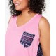 Style & Co Plus Size Mixed-Print Colorblocked Tank Top, Pink-Navy, 0X