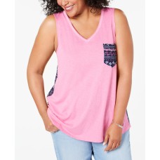 Style & Co Plus Size Mixed-Print Colorblocked Tank Top