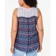 Style & Co Plus Size Mixed-Print Colorblocked Tank Top, Pink-Navy, 0X