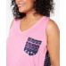 Style & Co Plus Size Mixed-Print Colorblocked Tank Top, Pink-Navy, 3X