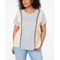 Style & Co Plus Size Mixed-Print T-Shirt, Darkyellow, 3X