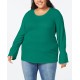 Style & Co Plus Size Ox Smocked Long Sleeve Blouse Top Peacock