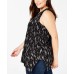  Plus Size Printed Handkerchief-Hem Top