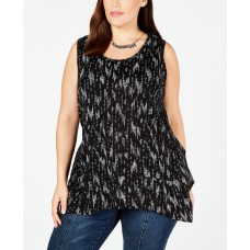 Style & Co Plus Size Printed Handkerchief-Hem Top