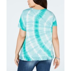 Style & Co Plus Size Printed Ruffle-Hem Top
