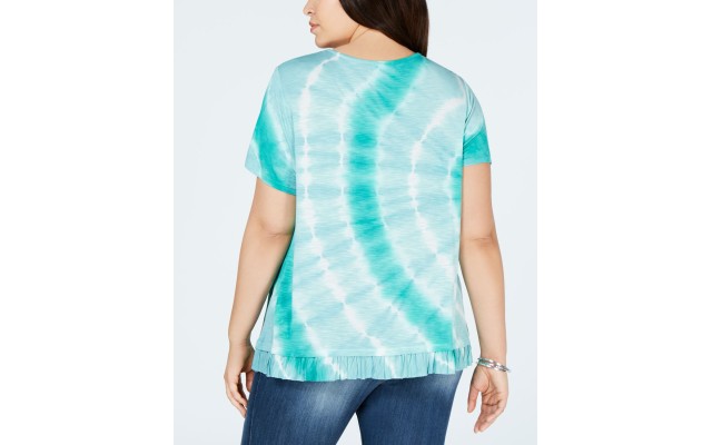 Style & Co Plus Size Printed Ruffle-Hem Top