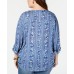 Style & Co Plus Size Printed Tie-Hem Blouse
