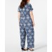 Style & Co Plus Size Printed Wide-Leg Jumpsuit